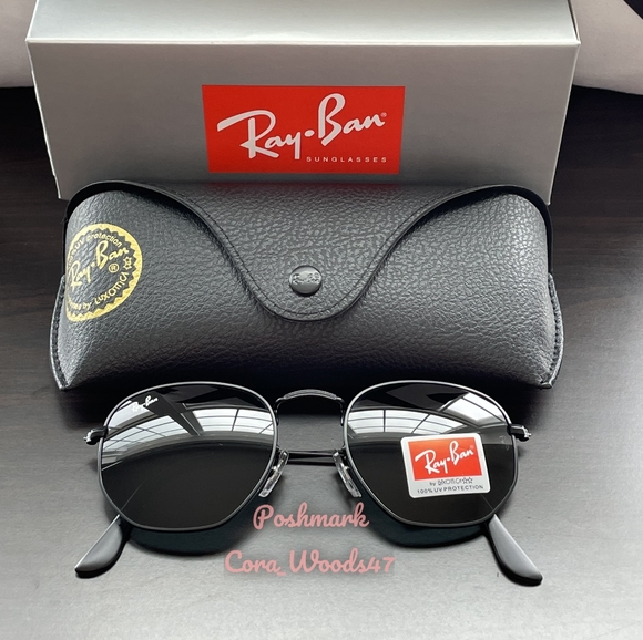 RayBan Hexagonal Black Lenses RB3548N Black Frame Unisex New - Picture 3 of 16
